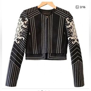 BCBGMAXAZRIA Aidan Embroidered Jacket Black  XS. Best for petite girls size 0